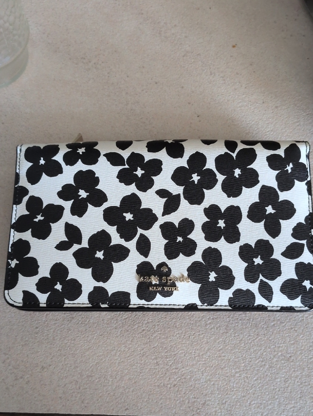 kate spade Black & White Floral Foldover Clutch